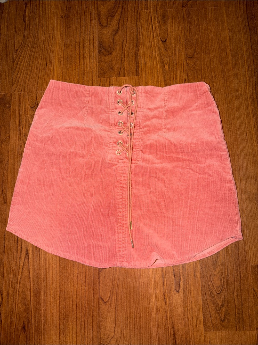 Forever 21 Coral Pink Corduroy Lace-Up Mini Skirt